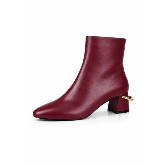 Shoes - L’Autre Chose Burgundy Leather Ankle Boot Block Heel US 5 Made in Italy NWB